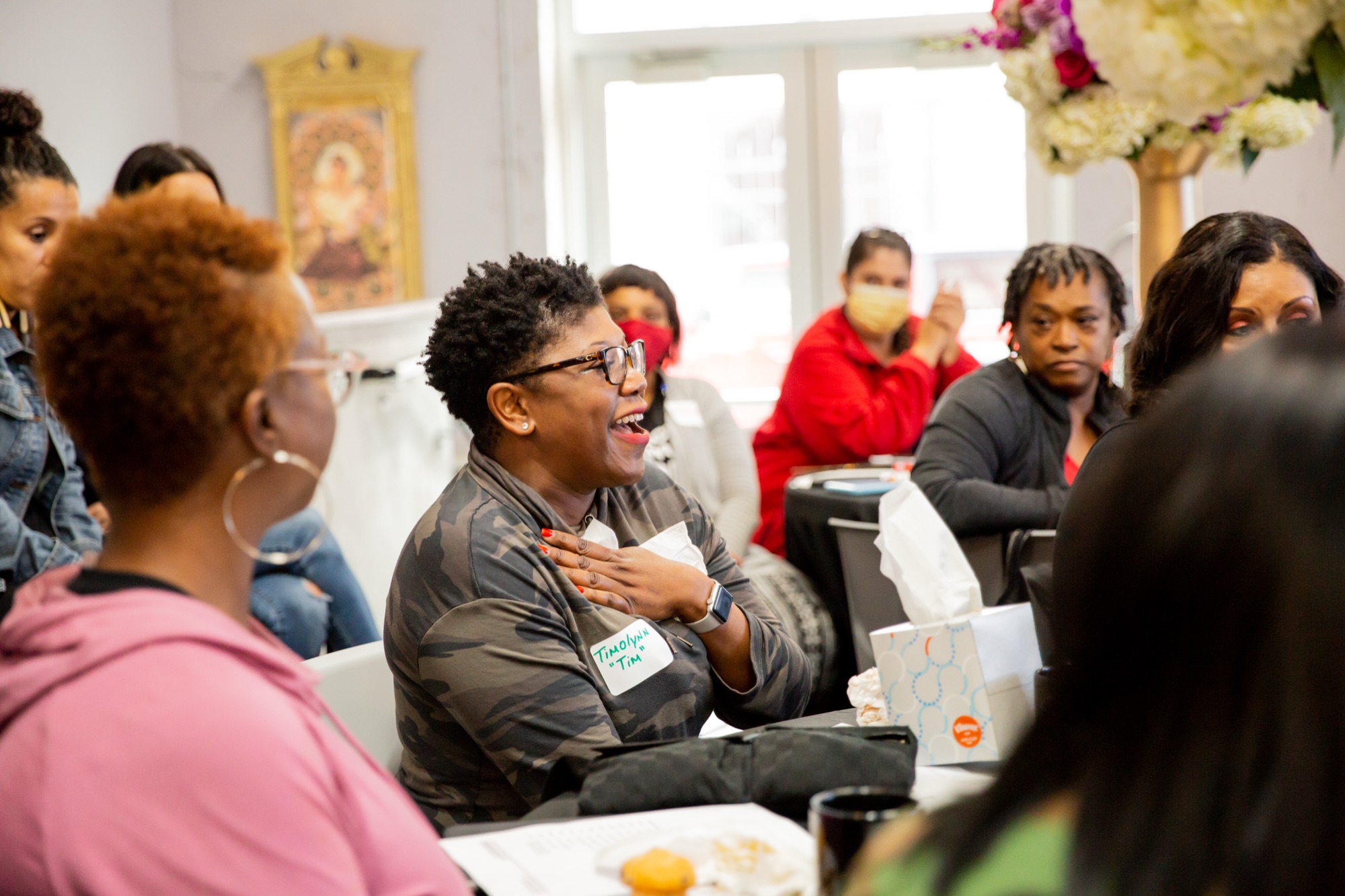 Women gathered in conversation at a WFS event